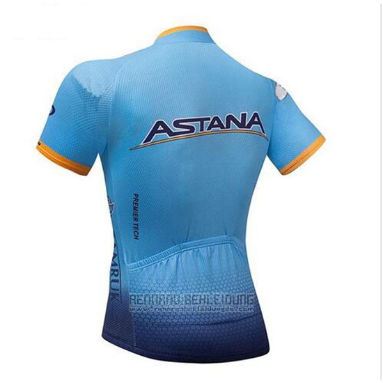 2018 Fahrradbekleidung Astana Dunkel Blau Trikot Kurzarm und Tragerhose